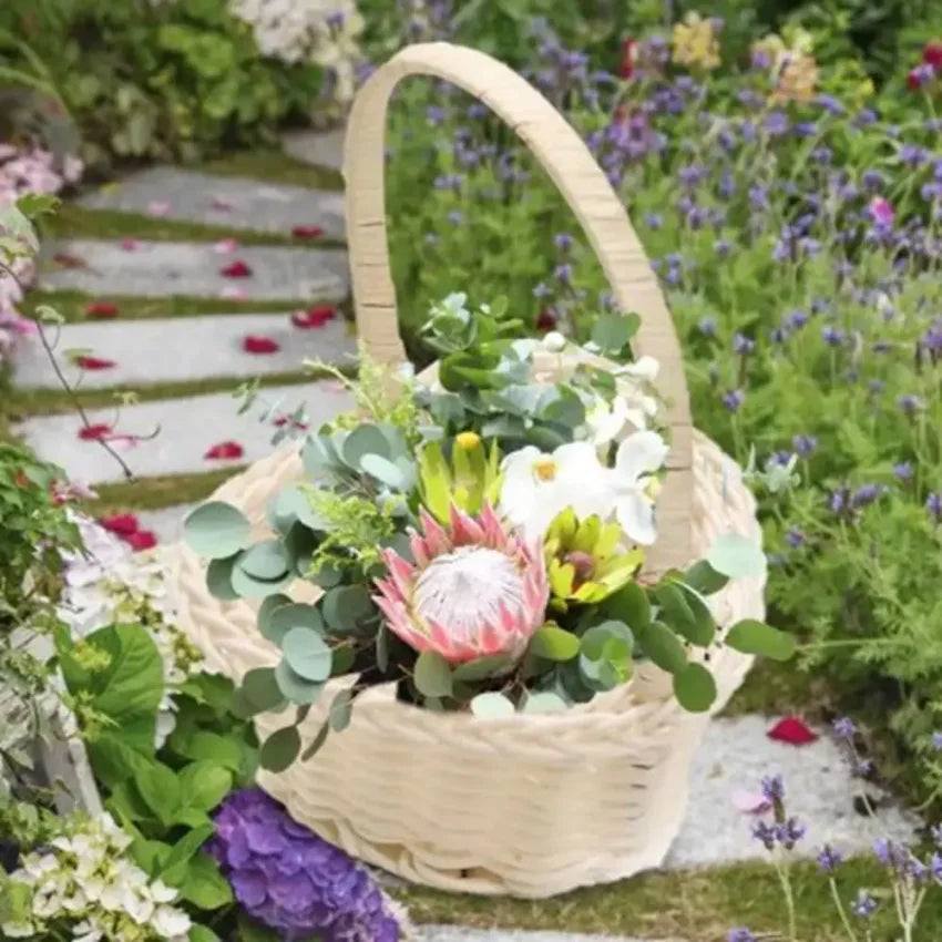 Handwoven Rattan Flower Basket – 3 Shapes | Home & Wedding