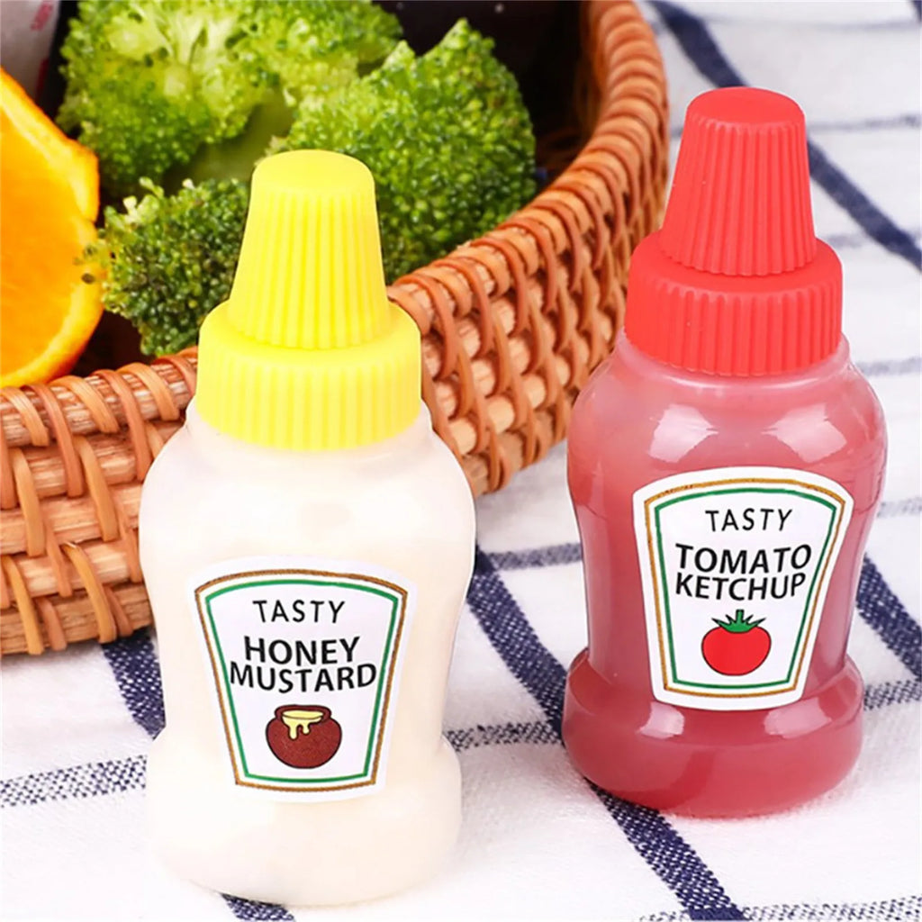 4-Pack Mini Condiment Bottles – Portable Sauce Dispensers