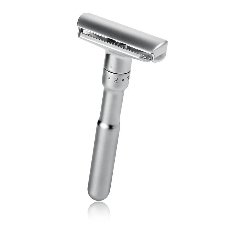 Adjustable Double Edge Safety Razor for Men + 5 Blades & PU Bag