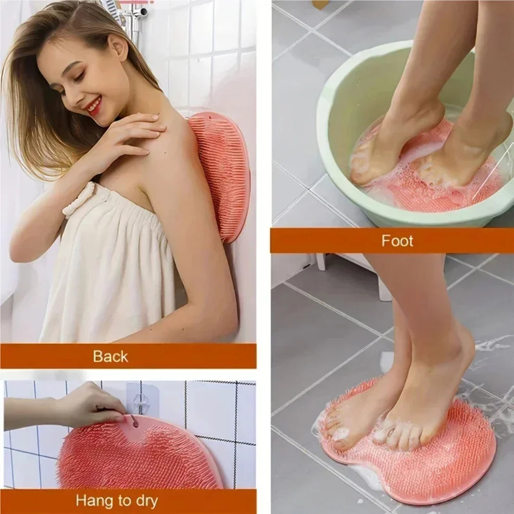 Silicone Foot Scrubber Bath Massage Mat with Suction Cups