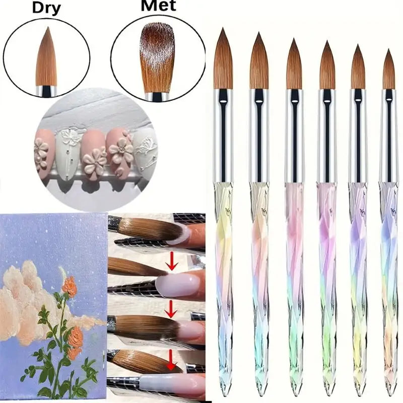 6-Piece Acrylic Nail Brush Set – 3D Carving & Extensions