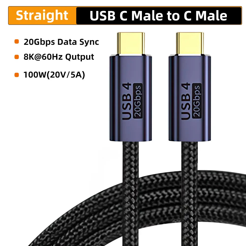 USB4 Thunderbolt 3 Cable 8K@60Hz 20Gbps 100W Fast Charge