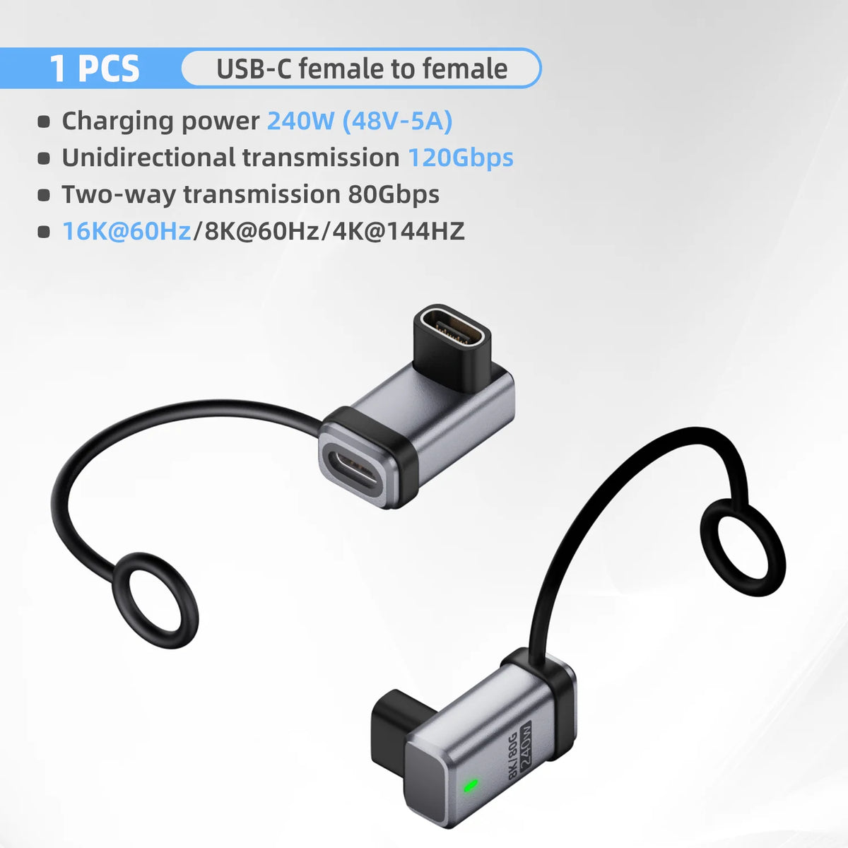USB4 2.0 USB-C Adapter 240W PD 120Gbps 16K@60Hz Converter