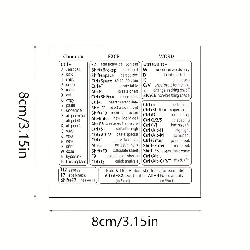 Clear PVC Keyboard Shortcut Covers for Excel, Word & Windows