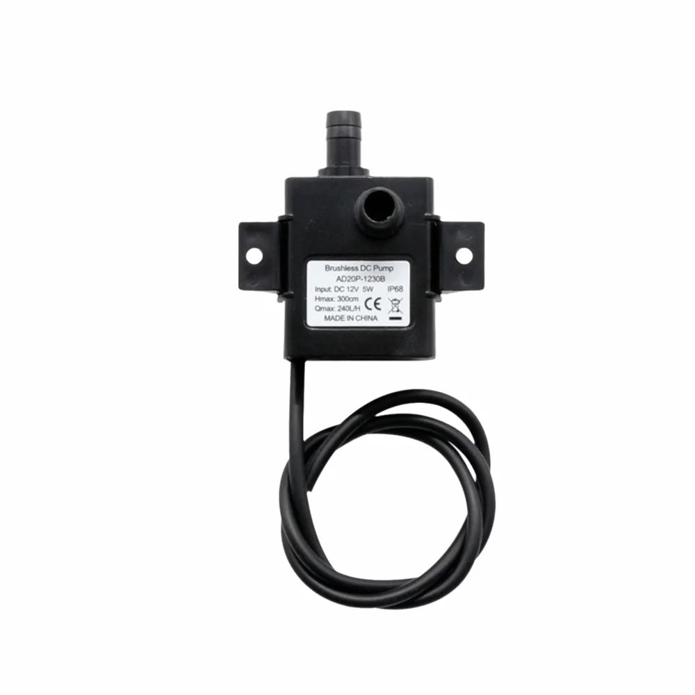 DC 12V Brushless Mini Submersible Pump – Quiet 240L/H