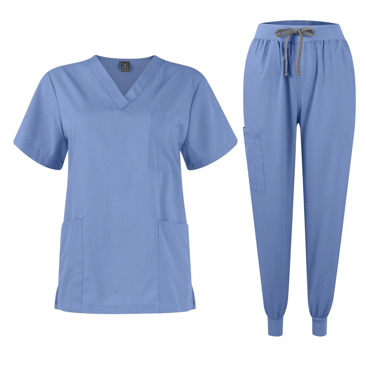 Women's V-Neck Stretch Scrub Set – Nursing Uniform Top & Pants