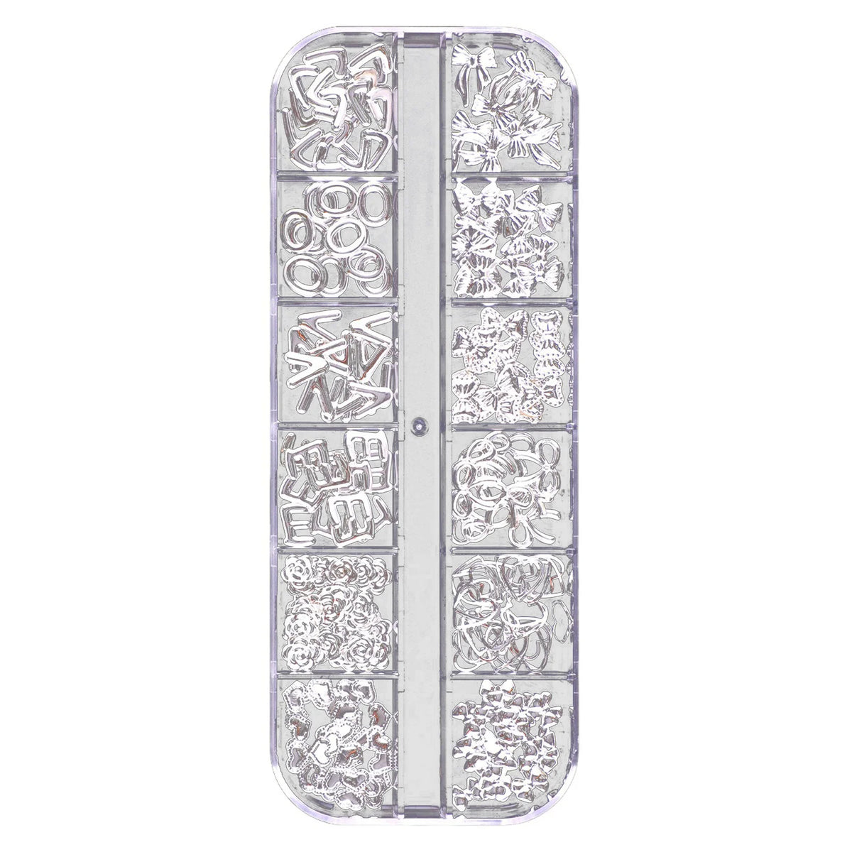 12-Grid 3D Nail Charms Gold Silver Punk Metal Art Decorations