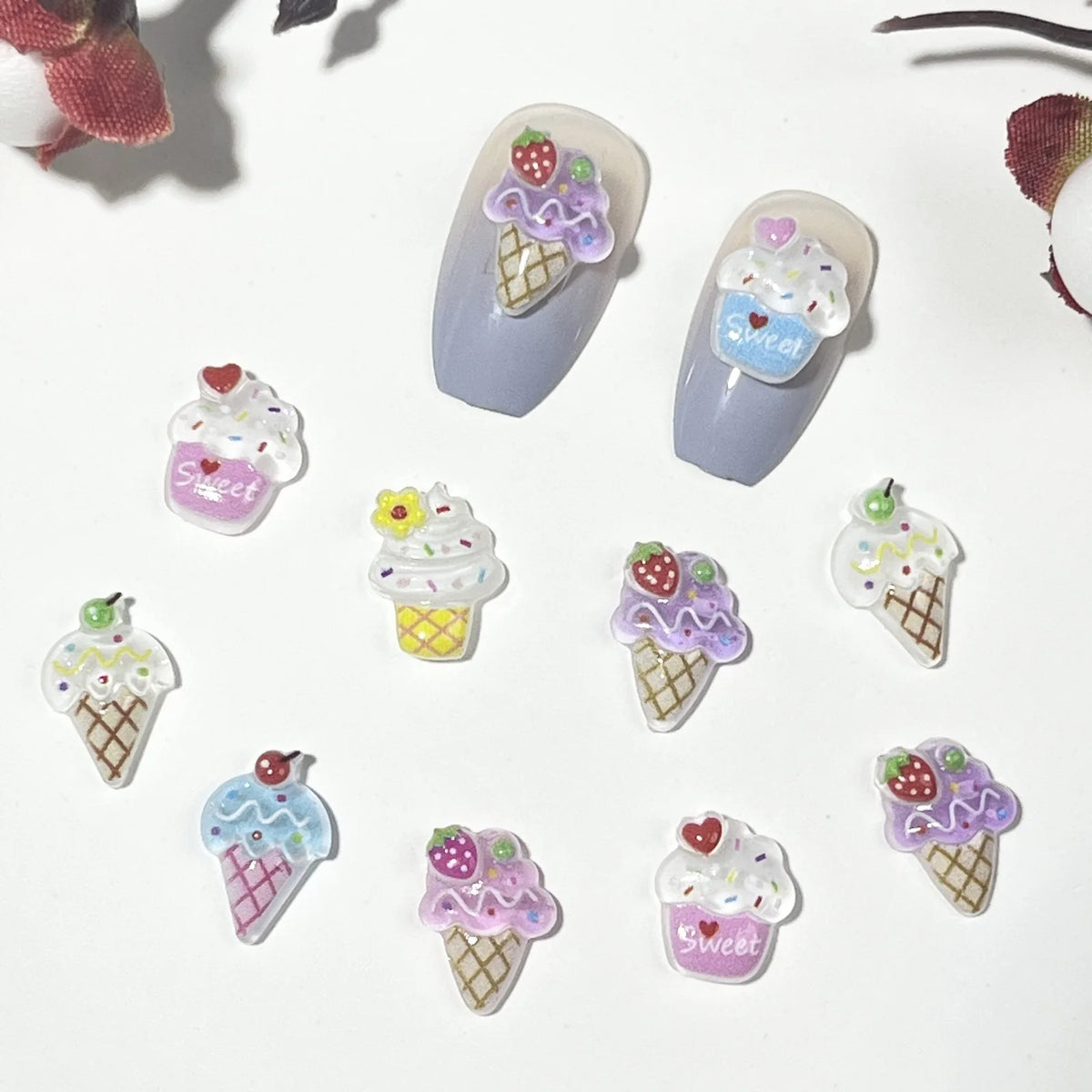 3D Dessert Nail Charms – 20PCS Resin Food Nail Art Decorations