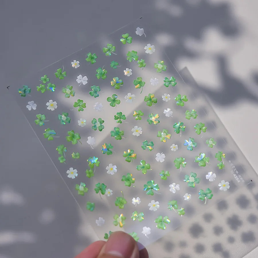 Nail Art Stickers – Clover Jelly Flower Rhinestone Laser Decals