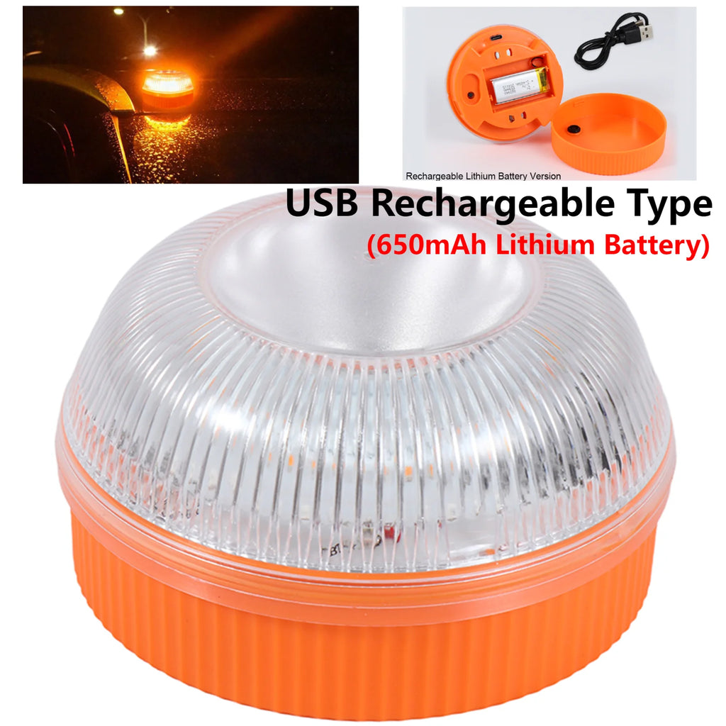 LED Car Emergency Strobe Beacon Warning Light | USB Rechargeable