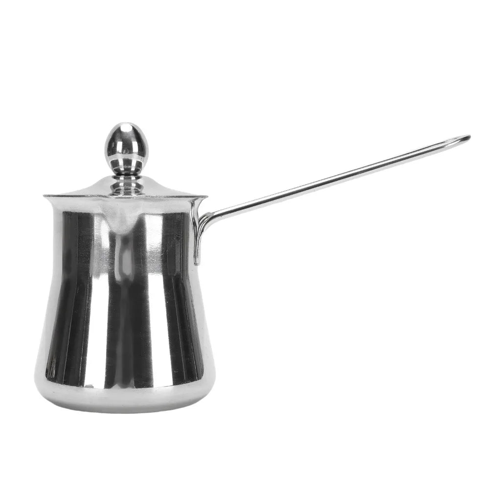 Stainless Steel Turkish Coffee Pot 450ml – Stovetop Cezve with Lid