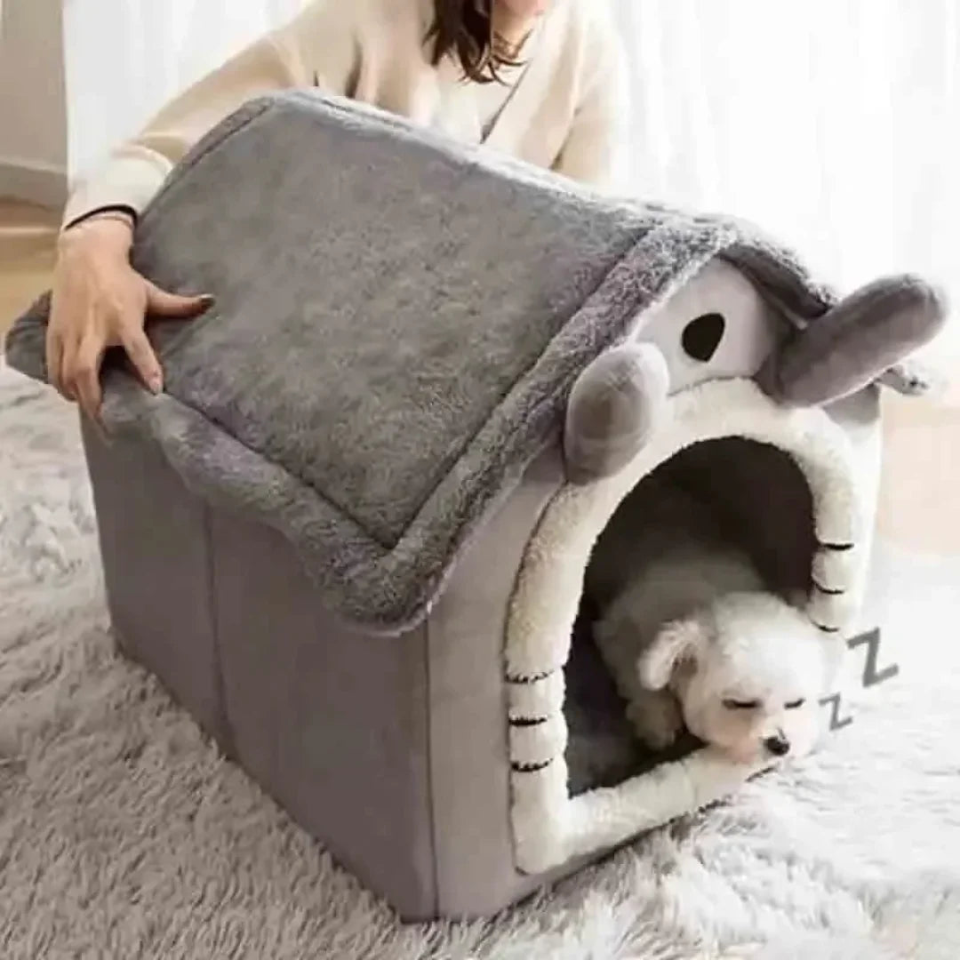 Indoor Soft Pet Tent House – Warm Dog & Cat Bed, Washable Cushion