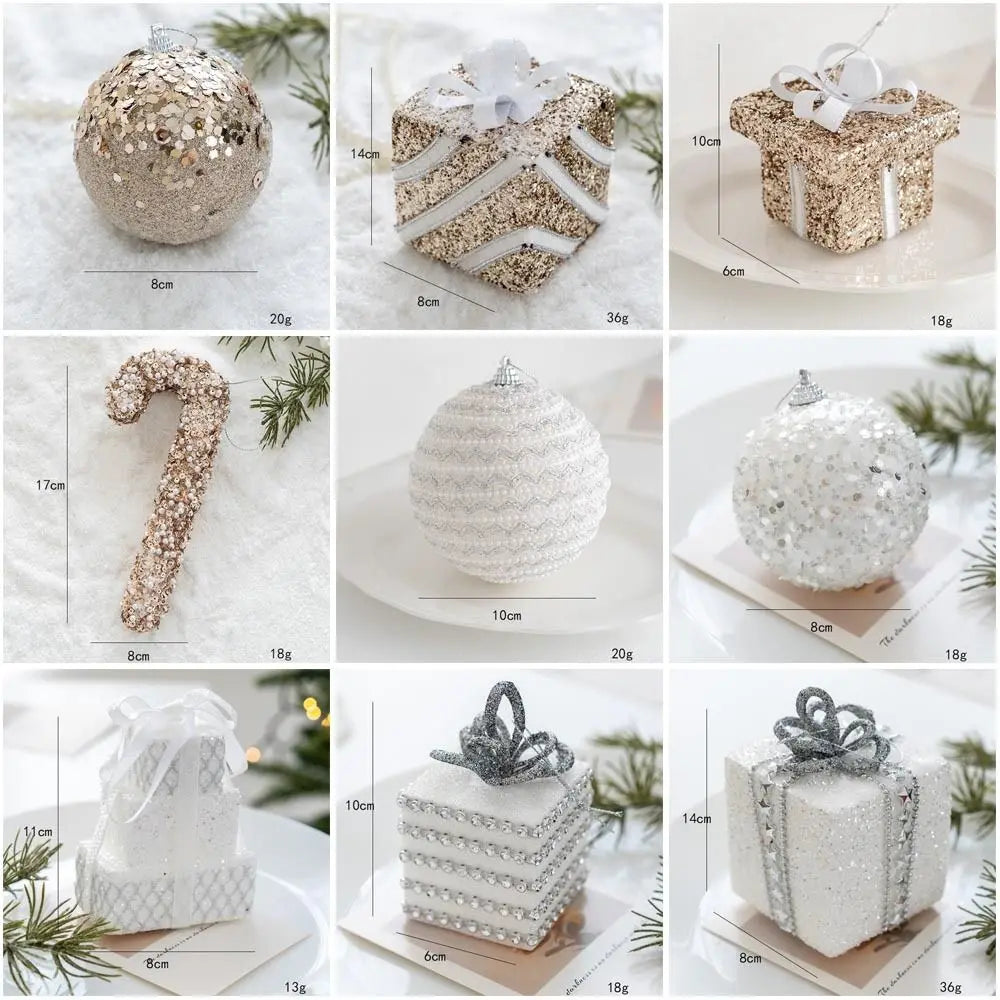 Sequin Foam Christmas Tree Baubles 8cm – Gold & Silver