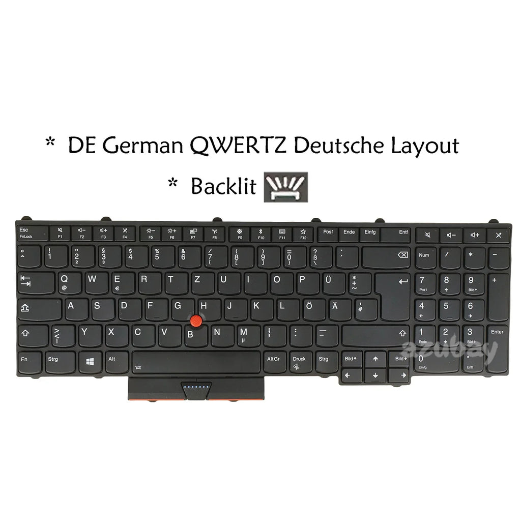 AZUBAY Backlit Keyboard Lenovo ThinkPad P50 P51 P70 P71 QWERTZ