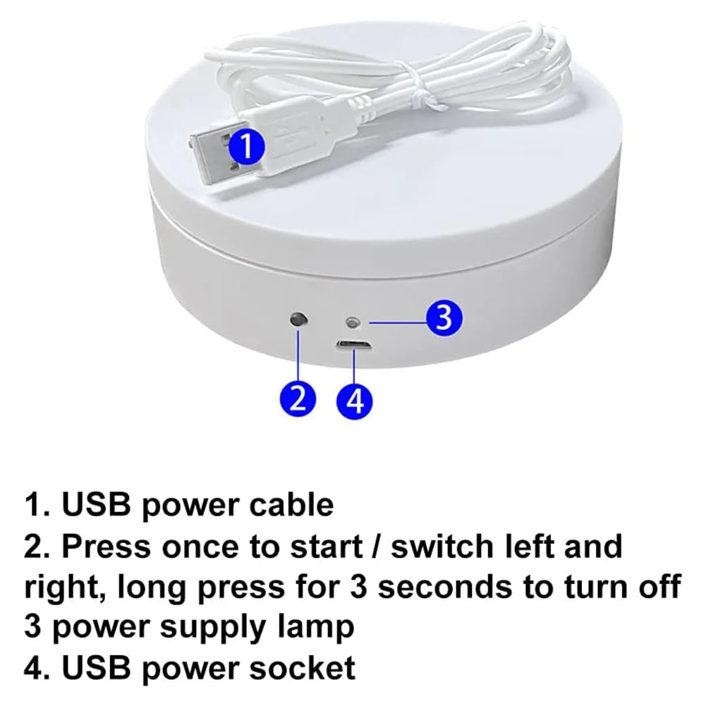 360° Electric Rotating Turntable 12cm – USB & Battery Display