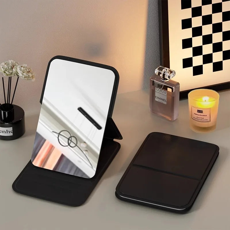 Foldable PU Leather Compact Makeup Mirror – Portable Pocket