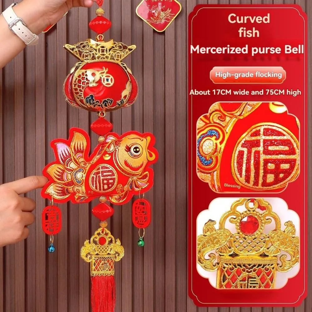 Chinese New Year Horse Hanging Ornament – Gold Foil Tassel Bell