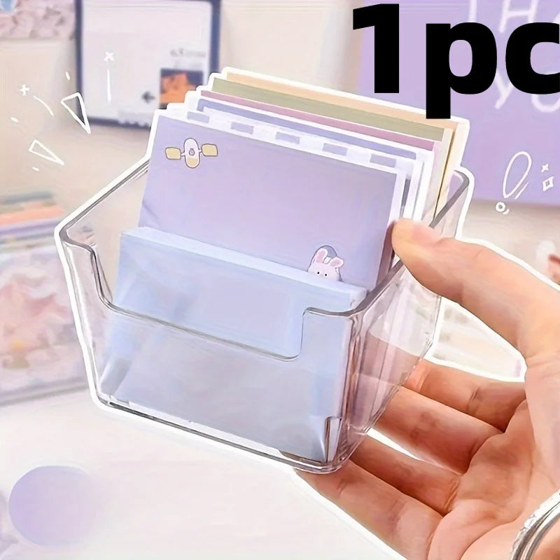Transparent Notepad Storage Box – Desktop Memo Organizer