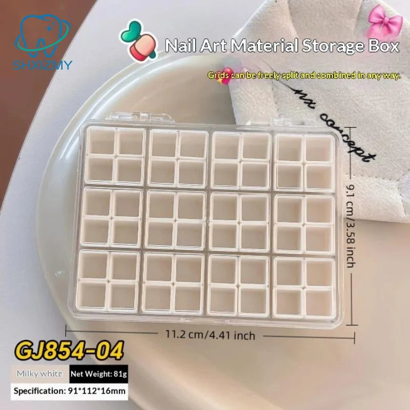 48-Grid Clear Nail Art Storage Box – Adjustable Organizer