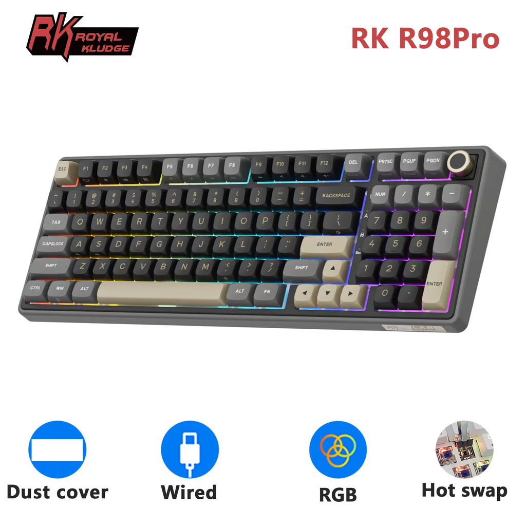 RK R98Pro 98-Key Gasket Mechanical Keyboard RGB Hot-Swap