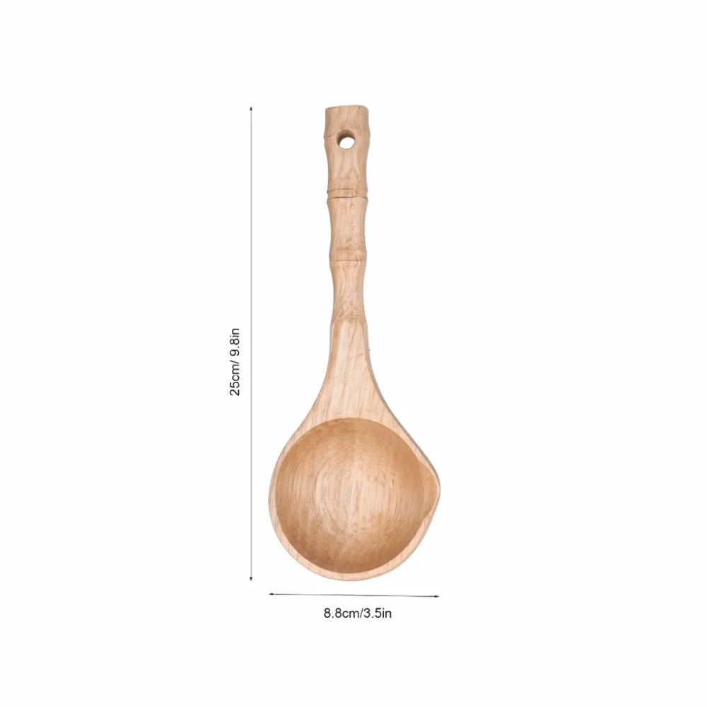 Solid Wood Bamboo Joint Porridge Scoop & Cooking Spoon
