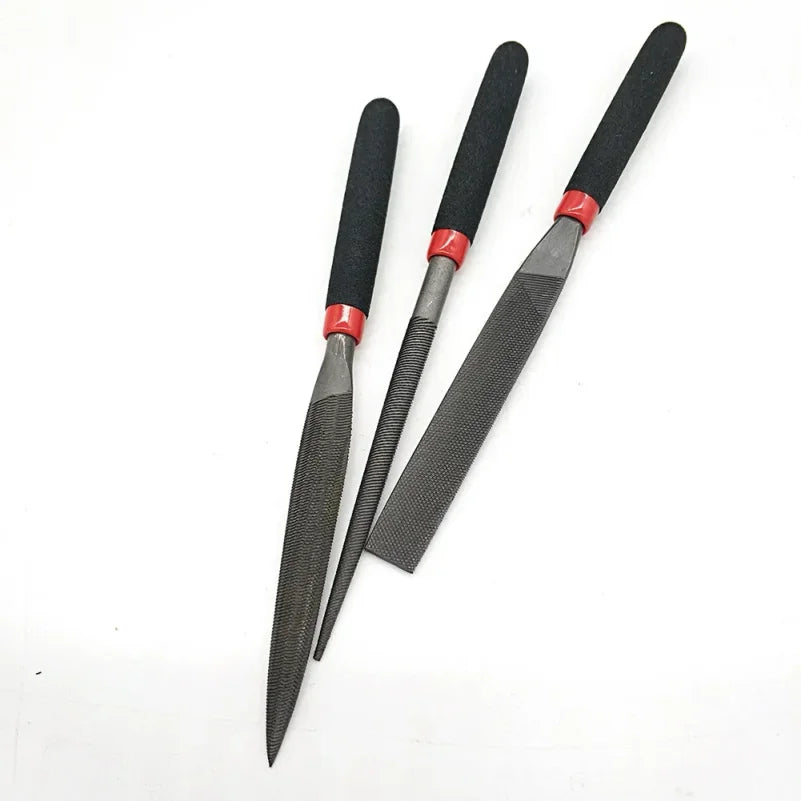 Steel Mini Hand Files Set – Flat, Round & Half Round 118mm