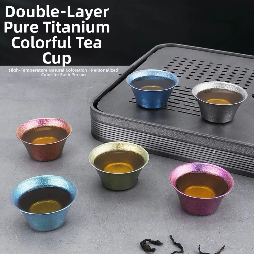 Double Wall Titanium Gongfu Tea Cup – Lotus Shape 40ml