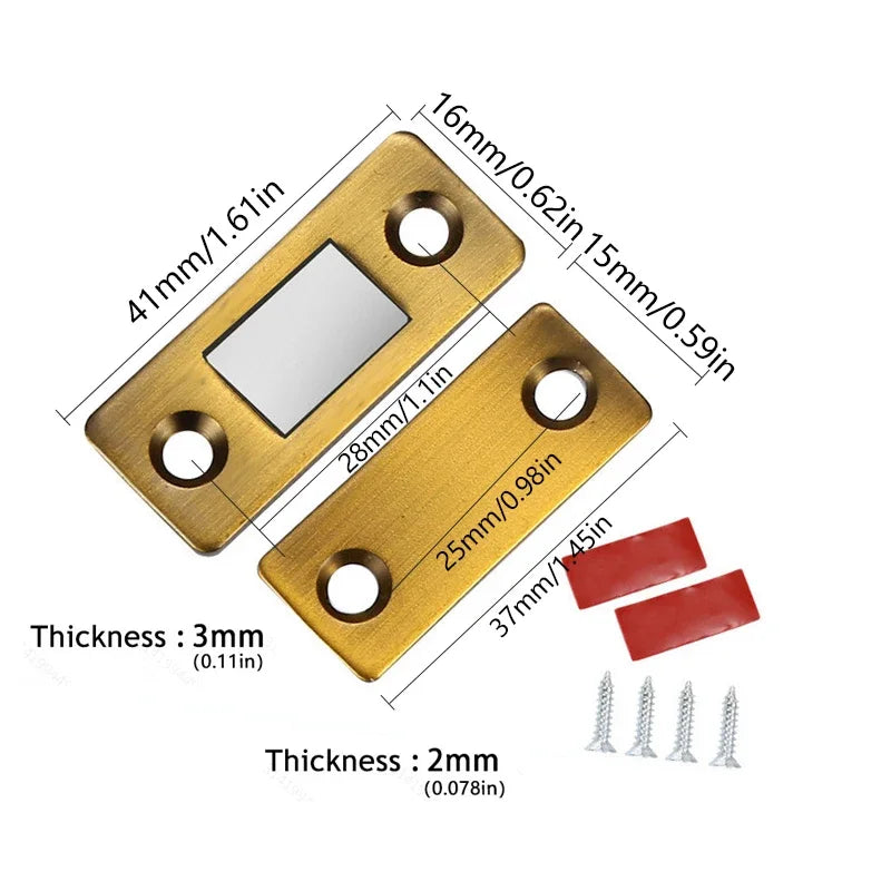 2-Pack Magnetic Cabinet Catches Hidden Door Closer + Screws