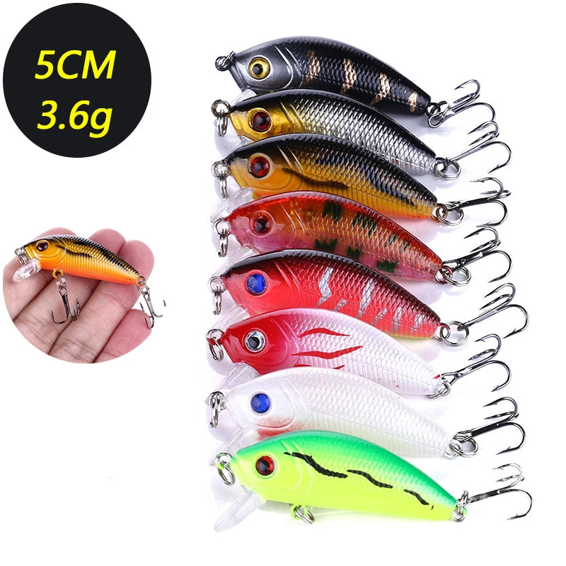Biomimetic Minnow Fishing Lures 5cm Hard Bait 3/5/8 Pcs Set