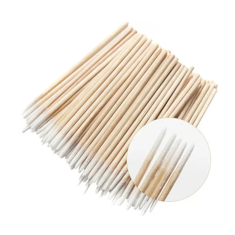 Wooden Cotton Swab Nail Art Corrector Sticks 100–500 Pcs
