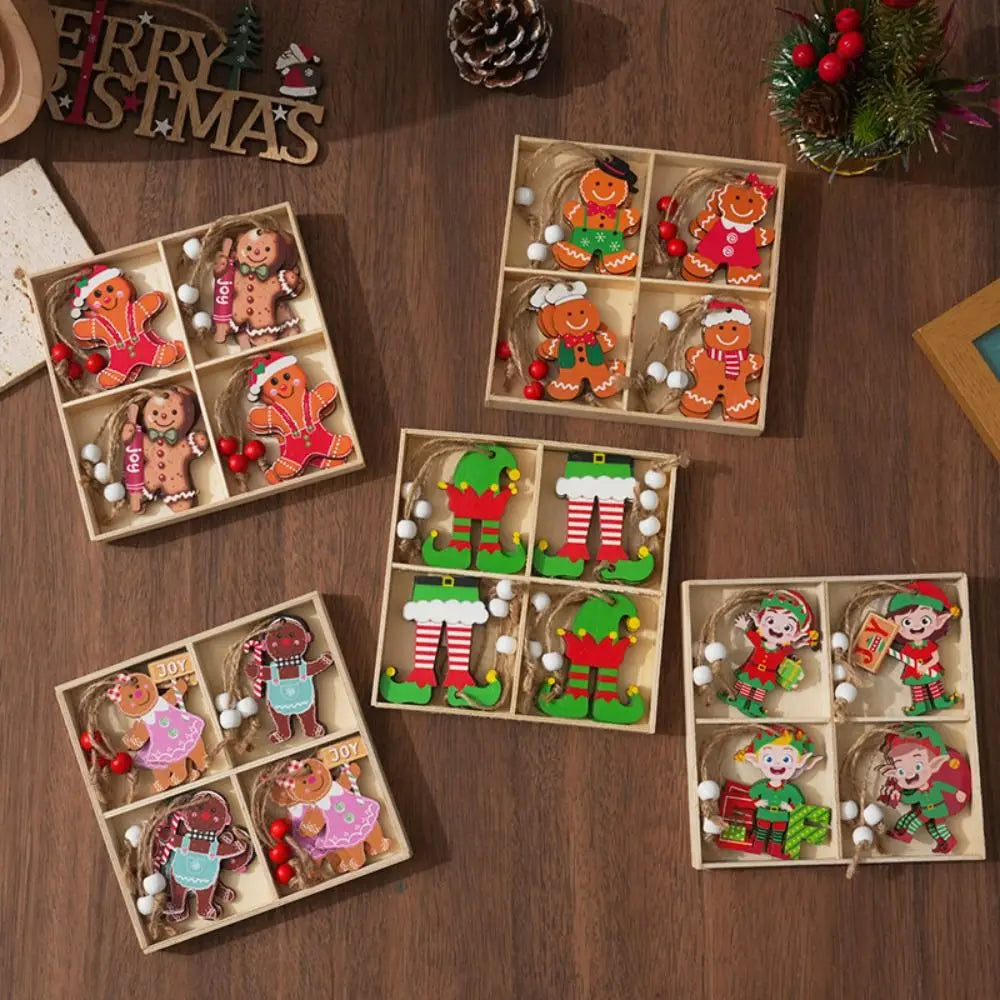 Wooden Christmas Ornaments – Gingerbread Man & Gnome Pendants