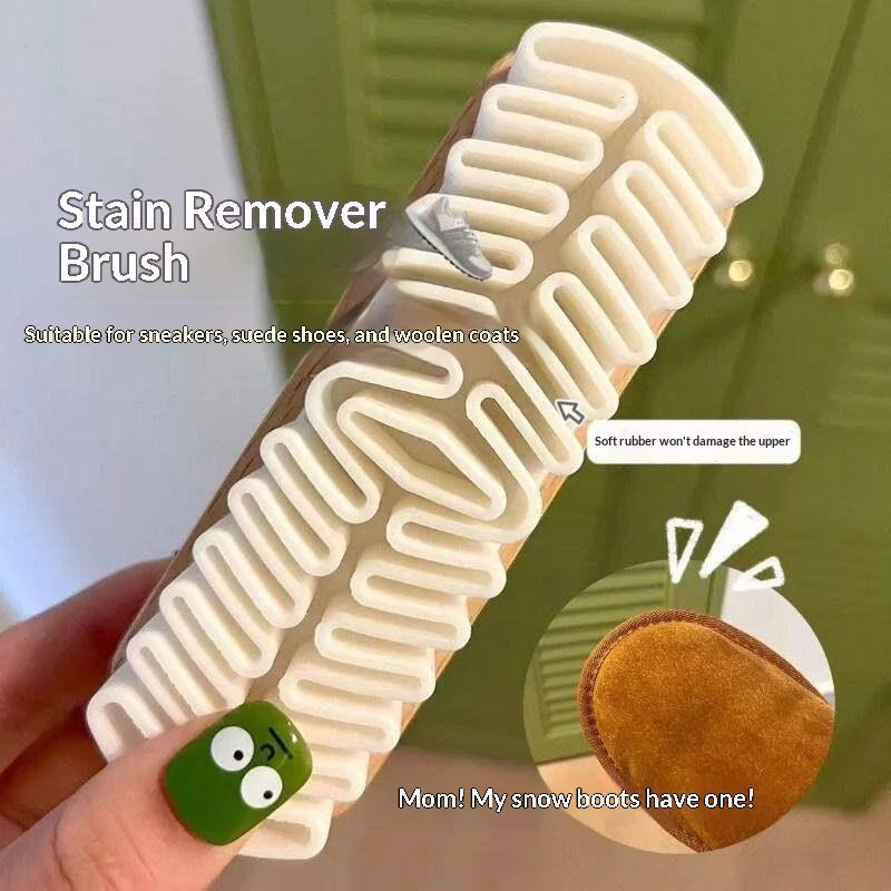 Wood Handle Suede Shoe Brush – Rubber Nubuck Cleaner Tool