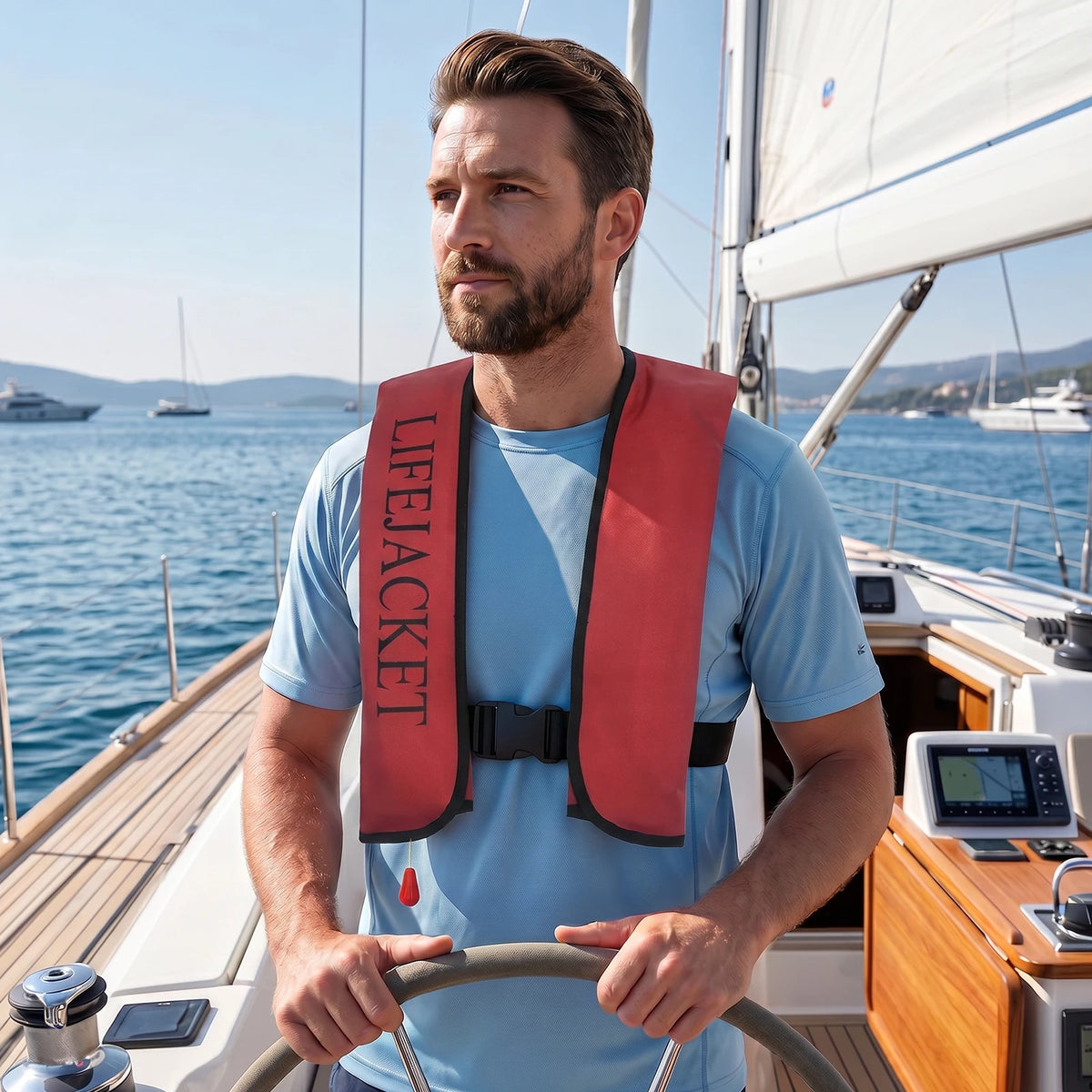 Automatic Inflatable Life Vest with Reflective Strips & Whistle