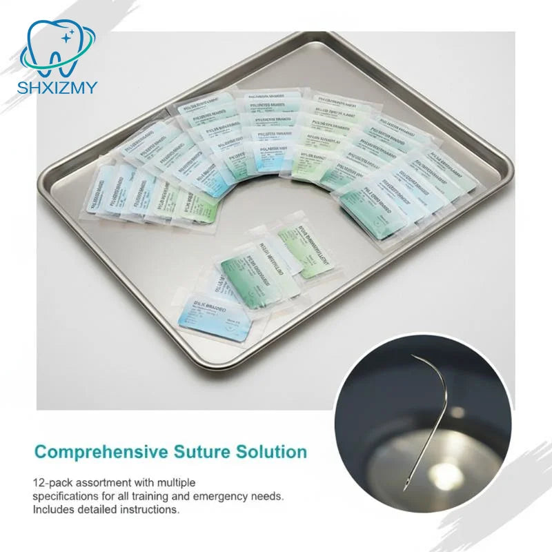 12-Pc Suture Practice Kit – Nylon Polyester Thread Training Set