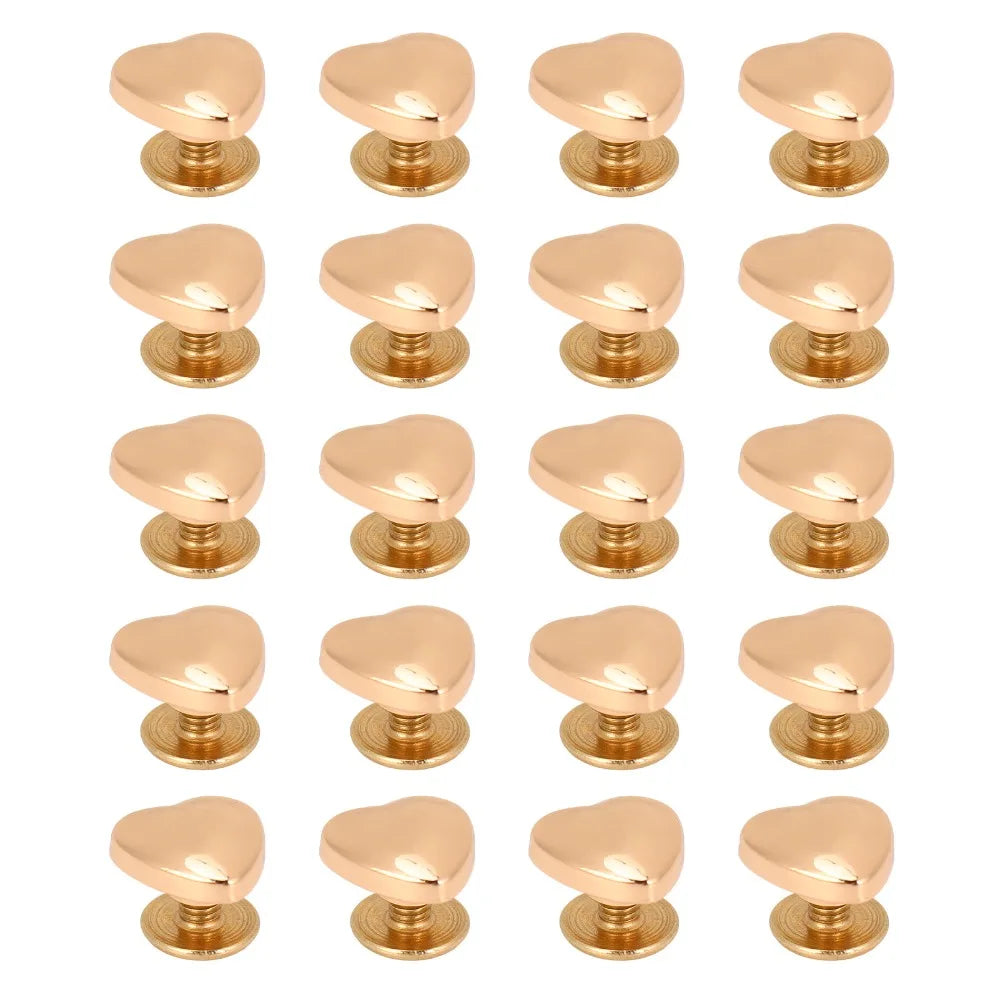 20Pcs 14mm Heart Stud Rivets Gold White Bronze – DIY Leather Craft