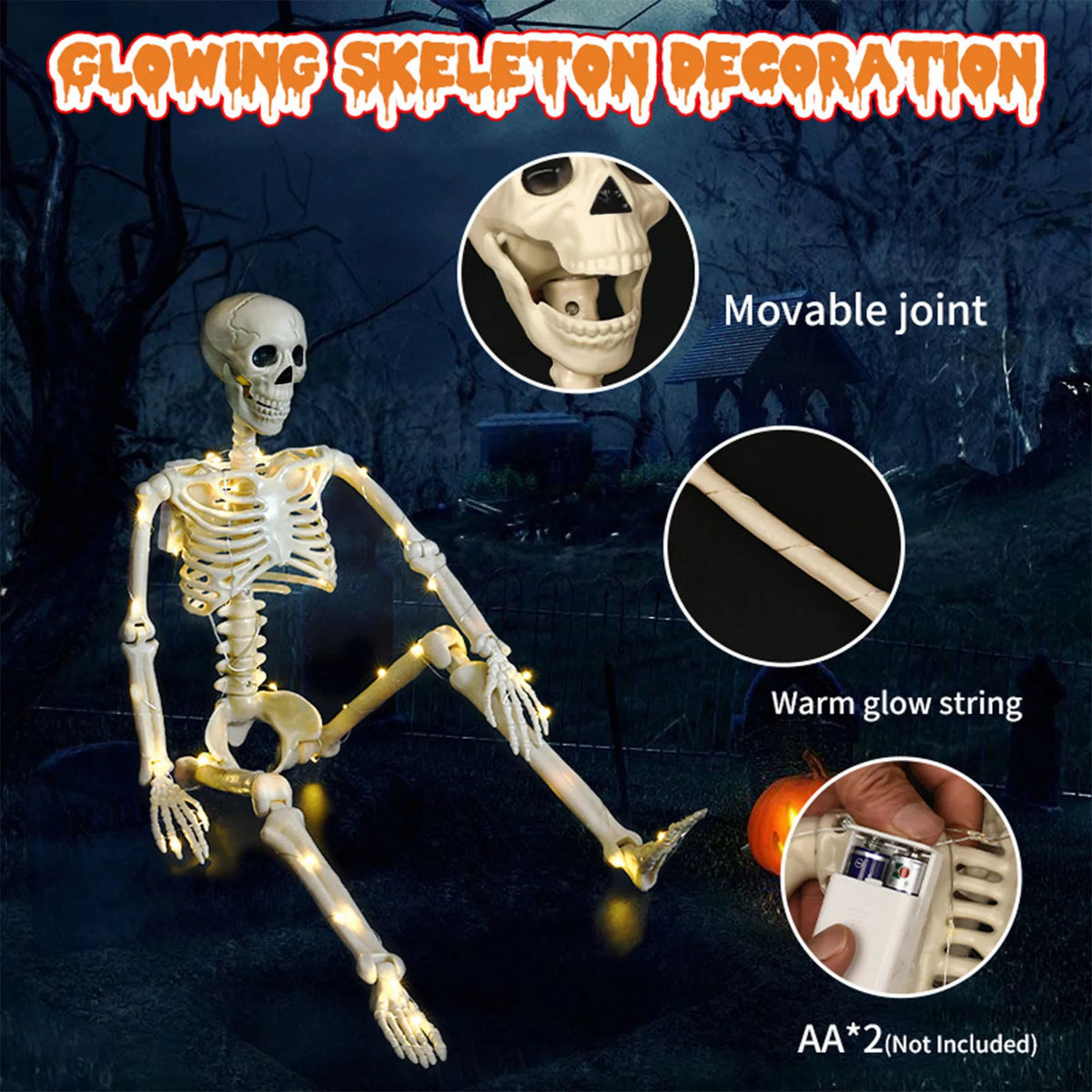 Skeleton LED Lighting Kit – Glowing Halloween Skull Decor