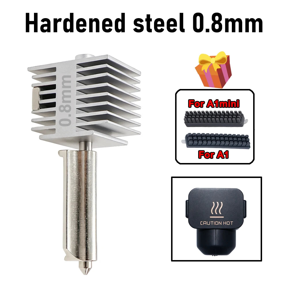 Hotend Kit for Bambu Lab A1 A1 Mini A2L – Stainless Steel Nozzle