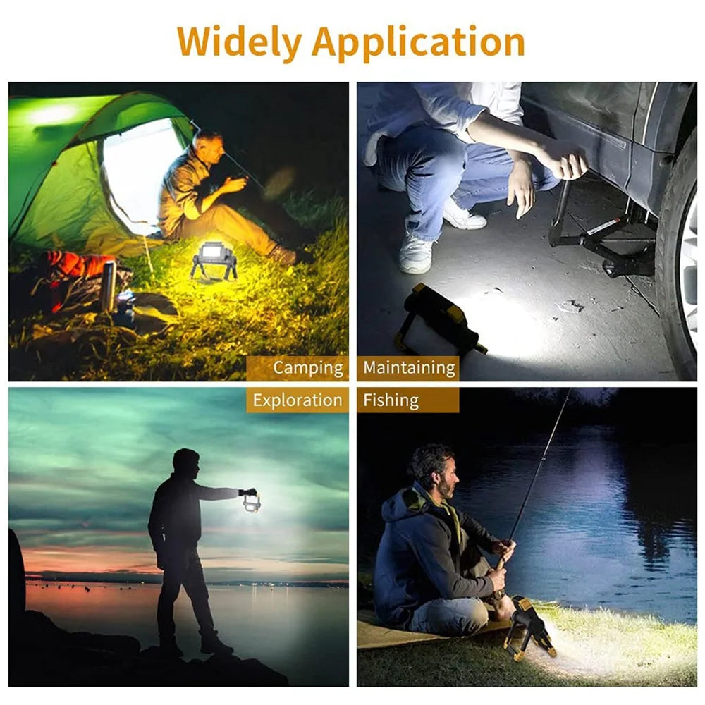 Rechargeable LED Work Light Foldable 360° Flood Light Stand