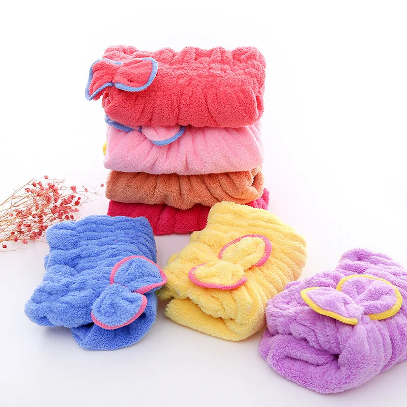 Quick Dry Microfibre Hair Towel Wrap Cap – Bowknot Bonnet
