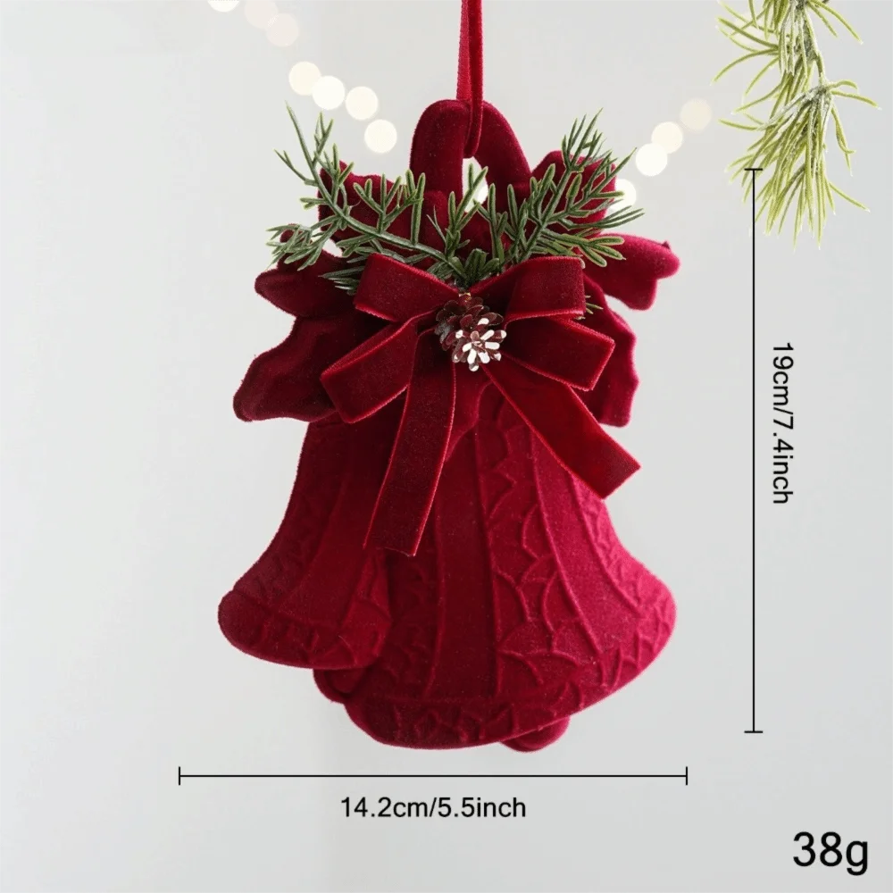 Wine Red Bow Bell Christmas Tree Topper Ornament