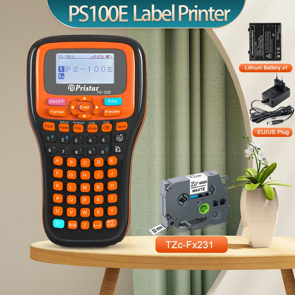 Labelwell PS100E Portable Label Maker – Auto Cut, TZe Compatible