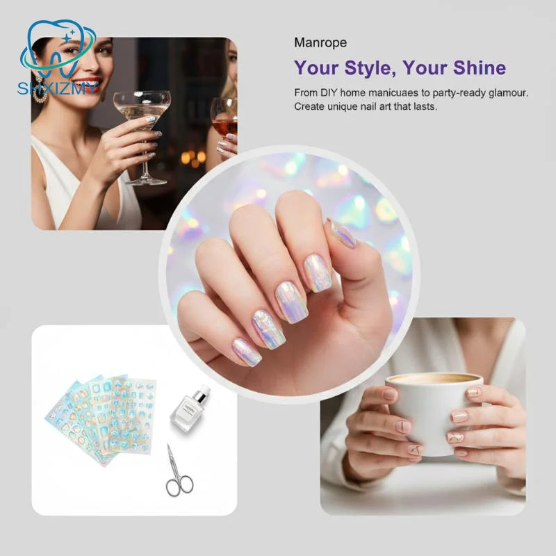 Aurora Glass Nail Foil Stickers – Iridescent Ice Cube Art 6/11pk