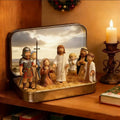 Mini Christmas Nativity Figurine Set with Tin Box | Resin Scene