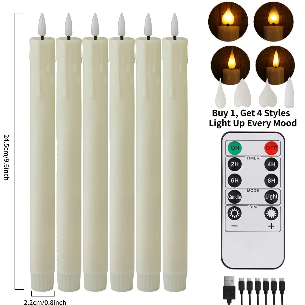 Flameless LED Taper Candles 6/12 Pack with Remote & Timer