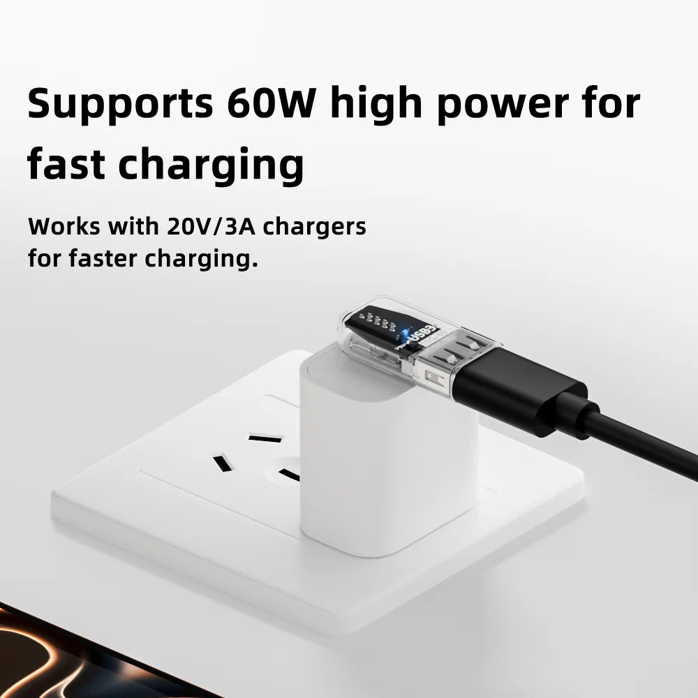USB 3.2 Right Angle Adapter 10Gbps 60W Fast Charging OTG