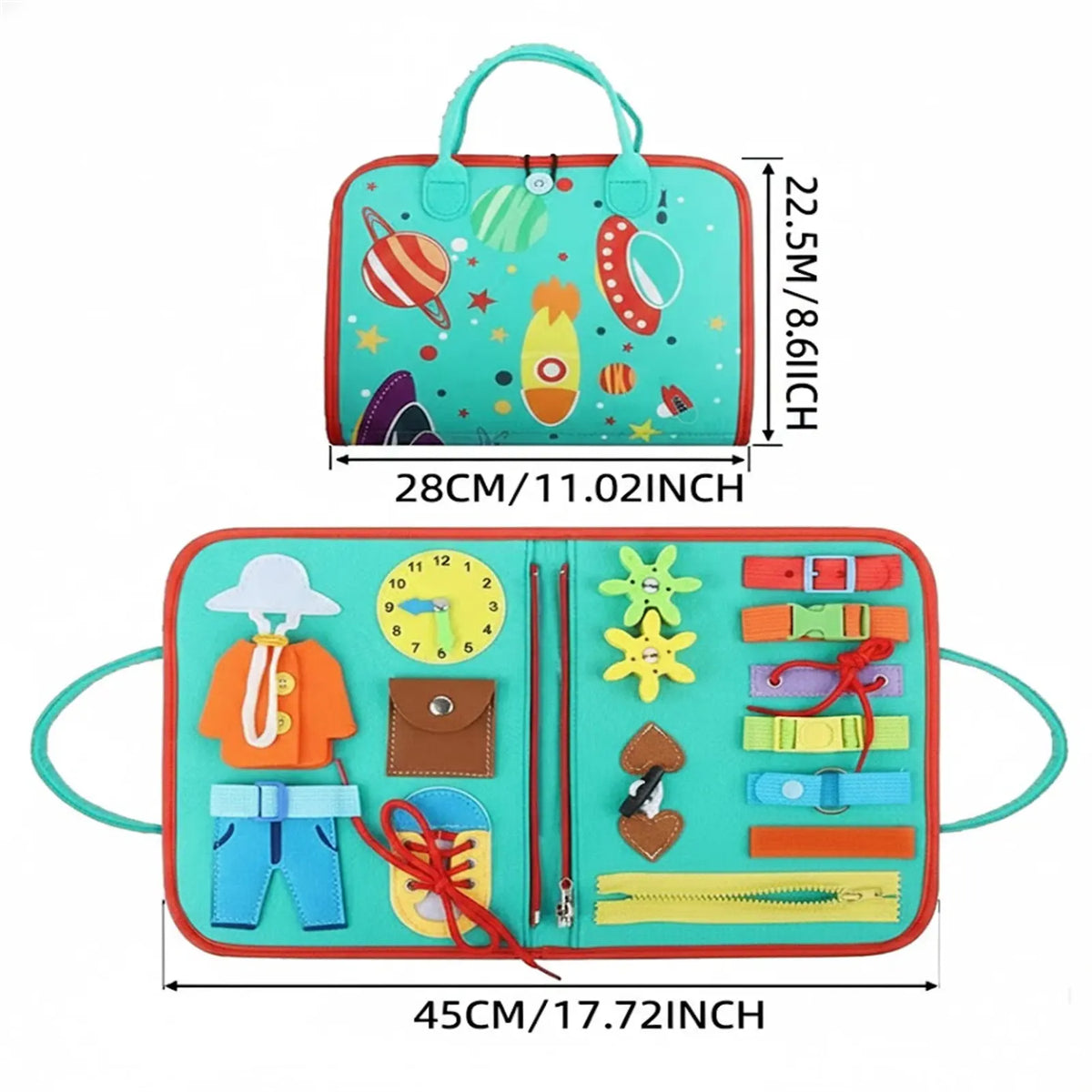 Felt Busy Board for Toddlers – Zipper, Buttons & Ties