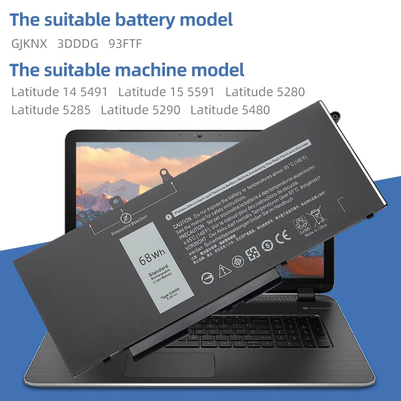 OEM Dell Latitude E5480 5490 5580 5590 Battery GJKNX 7.6V 68Wh