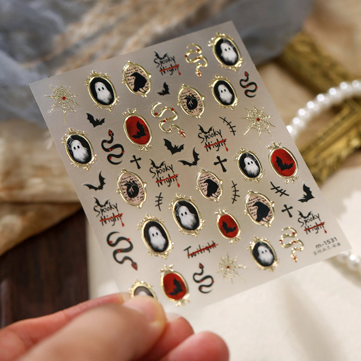 Halloween Nail Art Stickers – Ghost Spider Black Cat Decals