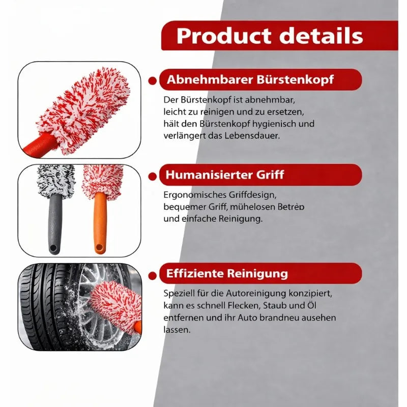 VIBE Wheel Cleaning Brush – Soft Bristle Car Detailing Tool
