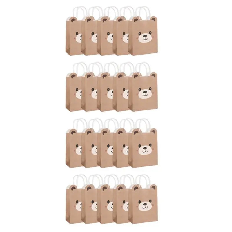 Teddy Bear Gift Bags 20 Pcs – Kraft Paper Party Favors